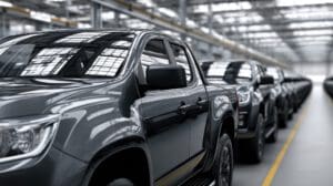 New pickup trucks on assembly line